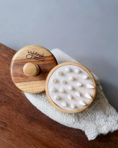 Bamboo Round Wooden Scalp Massager